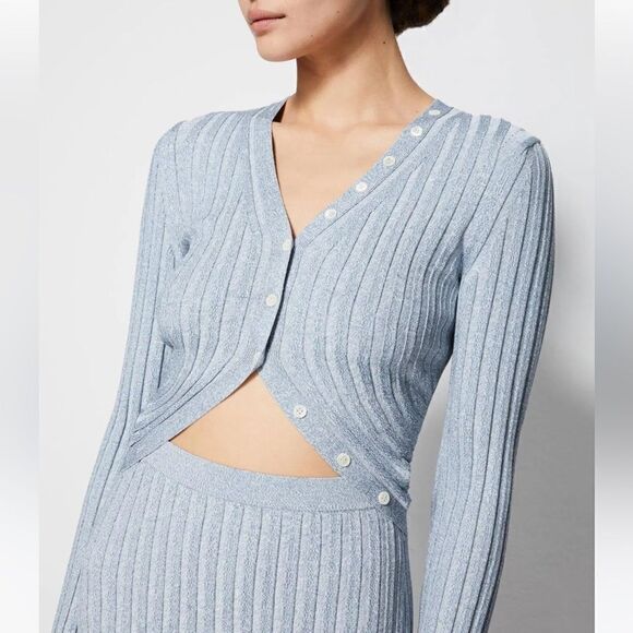 NWT Jonathan Simkhai Kim Womens Ribbed Knit Cut-Out Sweaterdress Dusty Rose XL - Picture 6 of 16